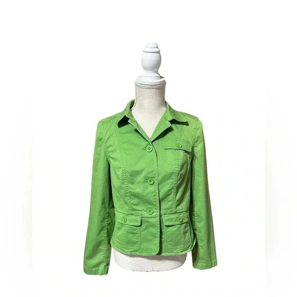 L.L. Bean Green Blazer Jacket Button Front Collared Women’s size XS Reg - Picture 1 of 15
